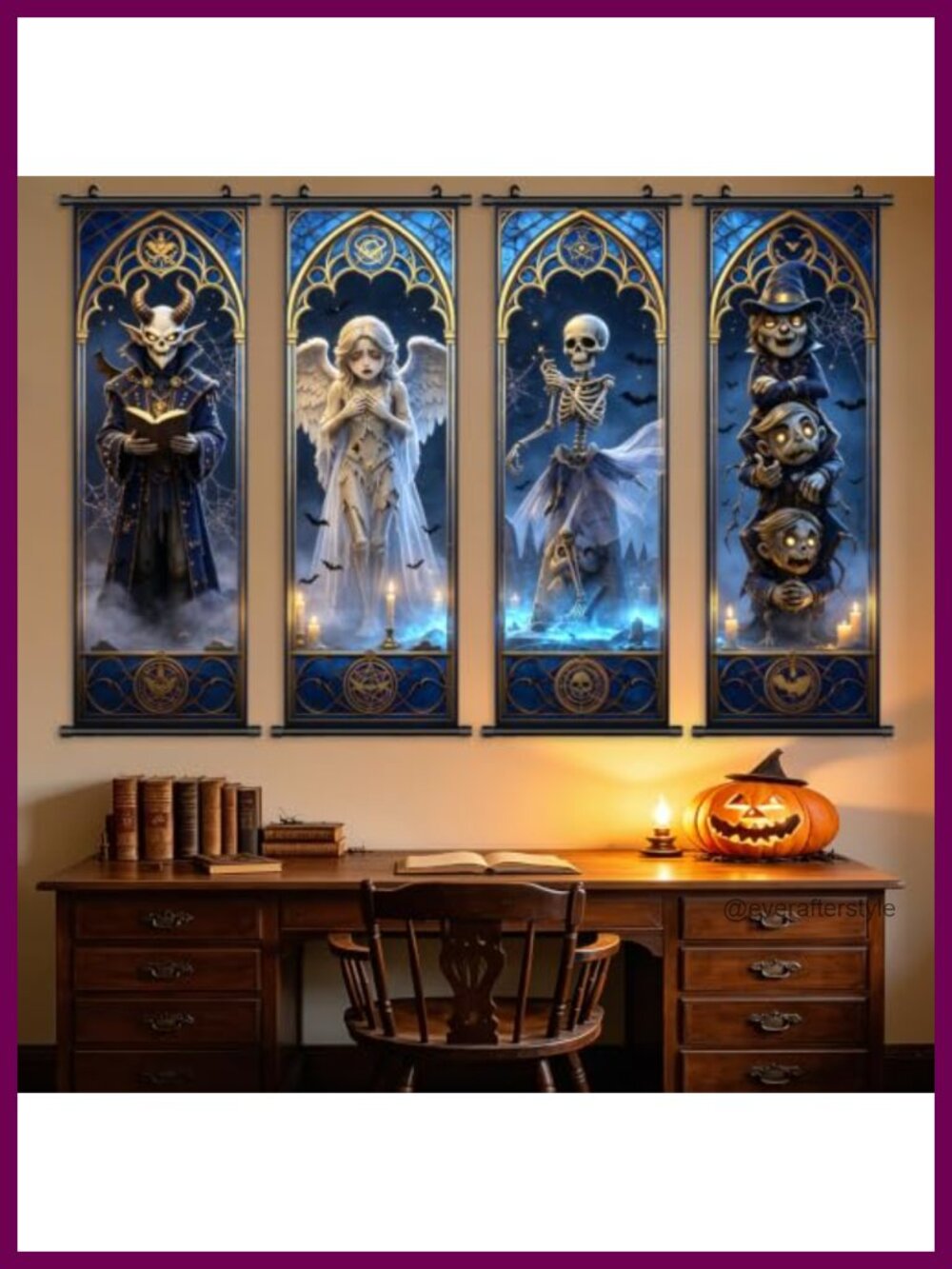 Gothic Halloween Haunted House Wall Scroll Banner 15.8x47.2in